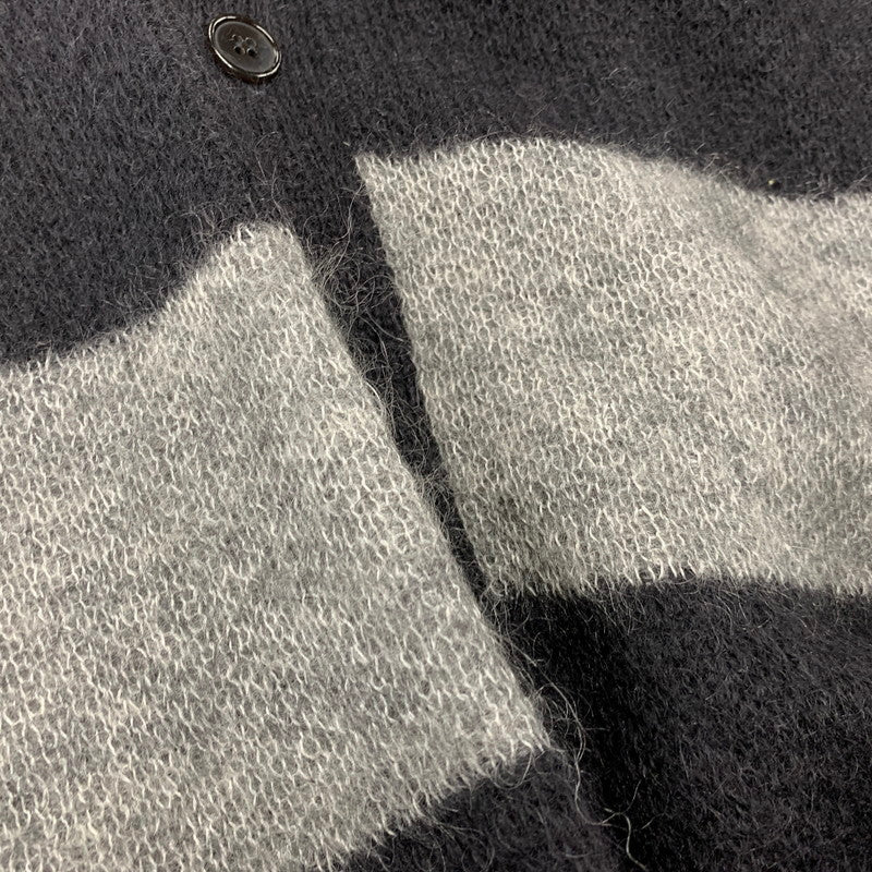 【中古品】【メンズ】 SAINT LAURENT サンローラン 330369 Y1BM1 エディ期 13WA MOHAIR BORDER KNIT CARDIGAN モヘヤ ボーダー ニット カーディガン トップス 長袖 141-260927-ya-02-izu サイズ：S カラー：ブラック×グレー 万代Net店