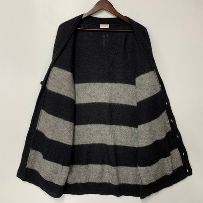 【中古品】【メンズ】 SAINT LAURENT サンローラン 330369 Y1BM1 エディ期 13WA MOHAIR BORDER KNIT CARDIGAN モヘヤ ボーダー ニット カーディガン トップス 長袖 141-260927-ya-02-izu サイズ：S カラー：ブラック×グレー 万代Net店