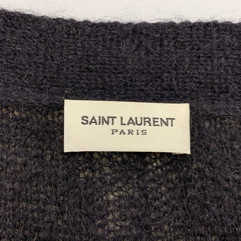 【中古品】【メンズ】 SAINT LAURENT サンローラン 330369 Y1BM1 エディ期 13WA MOHAIR BORDER KNIT CARDIGAN モヘヤ ボーダー ニット カーディガン トップス 長袖 141-260927-ya-02-izu サイズ：S カラー：ブラック×グレー 万代Net店