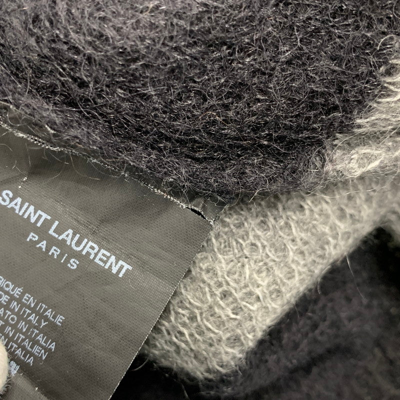 【中古品】【メンズ】 SAINT LAURENT サンローラン 330369 Y1BM1 エディ期 13WA MOHAIR BORDER KNIT CARDIGAN モヘヤ ボーダー ニット カーディガン トップス 長袖 141-260927-ya-02-izu サイズ：S カラー：ブラック×グレー 万代Net店