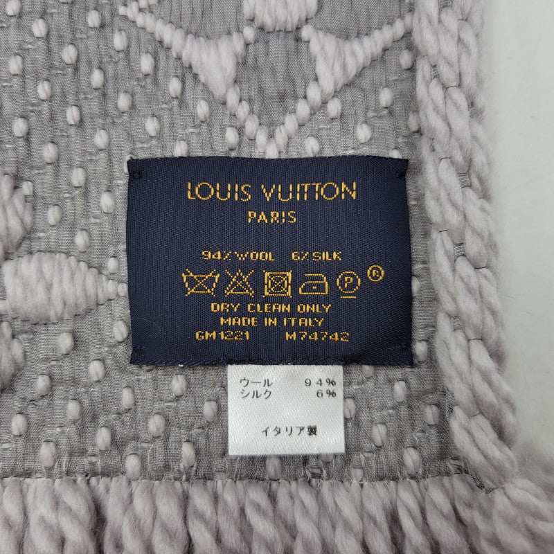 【中古品】【メンズ/レディース】 LOUIS VUITTON ルイ・ヴィトン LOGOMANIA SCARF MONOGRAM M74742 ロゴマニア スカーフ マフラー 179-260927-as-19-izu カラー：グレー系 万代Net店