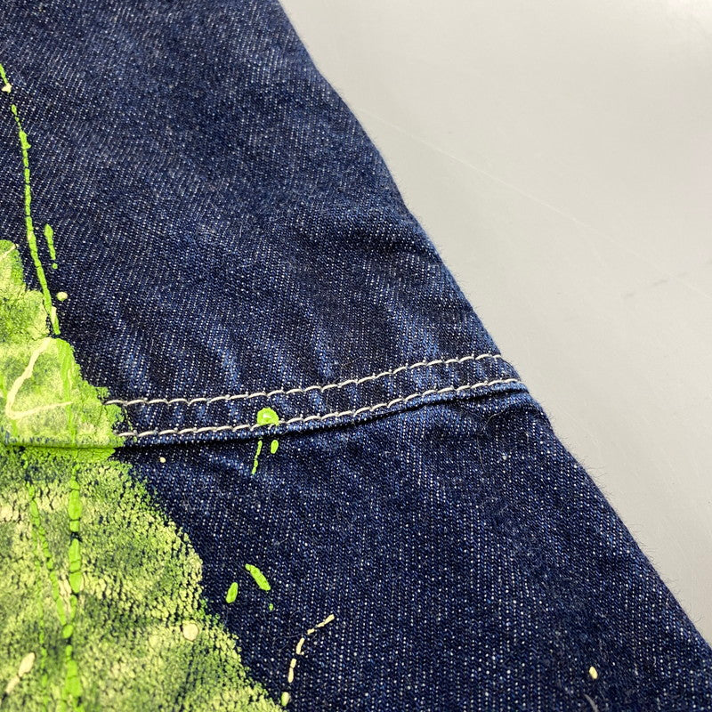 【中古品】【メンズ】 EVISU エヴィス 特殊カモメペイント ダブルニー デニムオーバーオール 156-261001-kh-15-izu サイズ：34 カラー：インディゴ 万代Net店