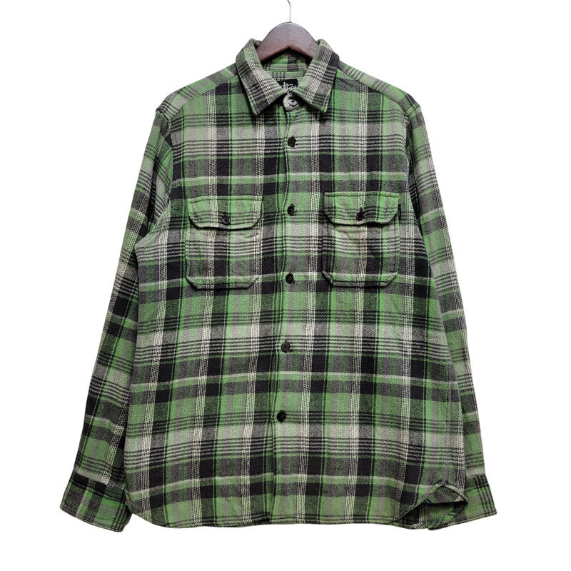 【中古品】【メンズ】 STUSSY ステューシー FLANNEL CHECK SHIRT フランネル チェックシャツ 長袖 トップス 142-261015-ay-07-izu サイズ：M カラー：グリーン系 万代Net店
