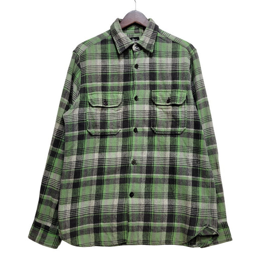 【中古品】【メンズ】 STUSSY ステューシー FLANNEL CHECK SHIRT フランネル チェックシャツ 長袖 トップス 142-261015-ay-07-izu サイズ：M カラー：グリーン系 万代Net店