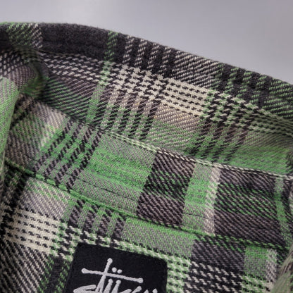 【中古品】【メンズ】 STUSSY ステューシー FLANNEL CHECK SHIRT フランネル チェックシャツ 長袖 トップス 142-261015-ay-07-izu サイズ：M カラー：グリーン系 万代Net店