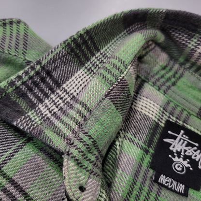 【中古品】【メンズ】 STUSSY ステューシー FLANNEL CHECK SHIRT フランネル チェックシャツ 長袖 トップス 142-261015-ay-07-izu サイズ：M カラー：グリーン系 万代Net店