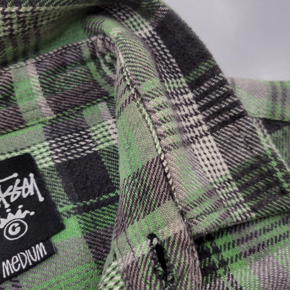 【中古品】【メンズ】 STUSSY ステューシー FLANNEL CHECK SHIRT フランネル チェックシャツ 長袖 トップス 142-261015-ay-07-izu サイズ：M カラー：グリーン系 万代Net店