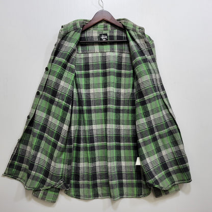 【中古品】【メンズ】 STUSSY ステューシー FLANNEL CHECK SHIRT フランネル チェックシャツ 長袖 トップス 142-261015-ay-07-izu サイズ：M カラー：グリーン系 万代Net店