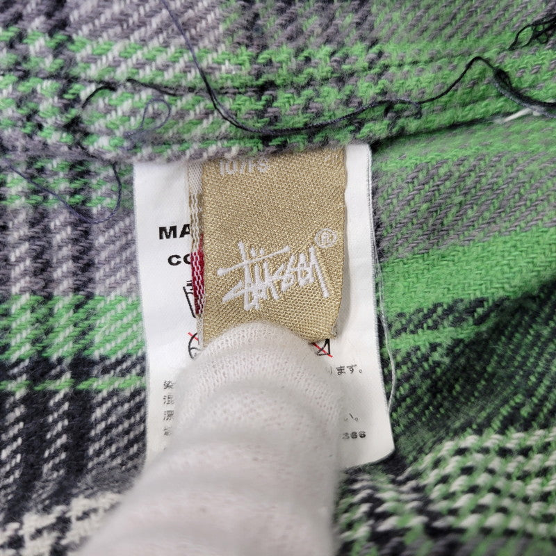 【中古品】【メンズ】 STUSSY ステューシー FLANNEL CHECK SHIRT フランネル チェックシャツ 長袖 トップス 142-261015-ay-07-izu サイズ：M カラー：グリーン系 万代Net店