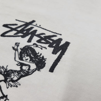 【現状渡し品】【メンズ】 OLD STUSSY 黒タグ後期 TWIST GIRL TEE ツイストガール Tシャツ トップス 半袖 トップス 142-261018-ms-10-izu サイズ：L カラー：ホワイト 万代Net店