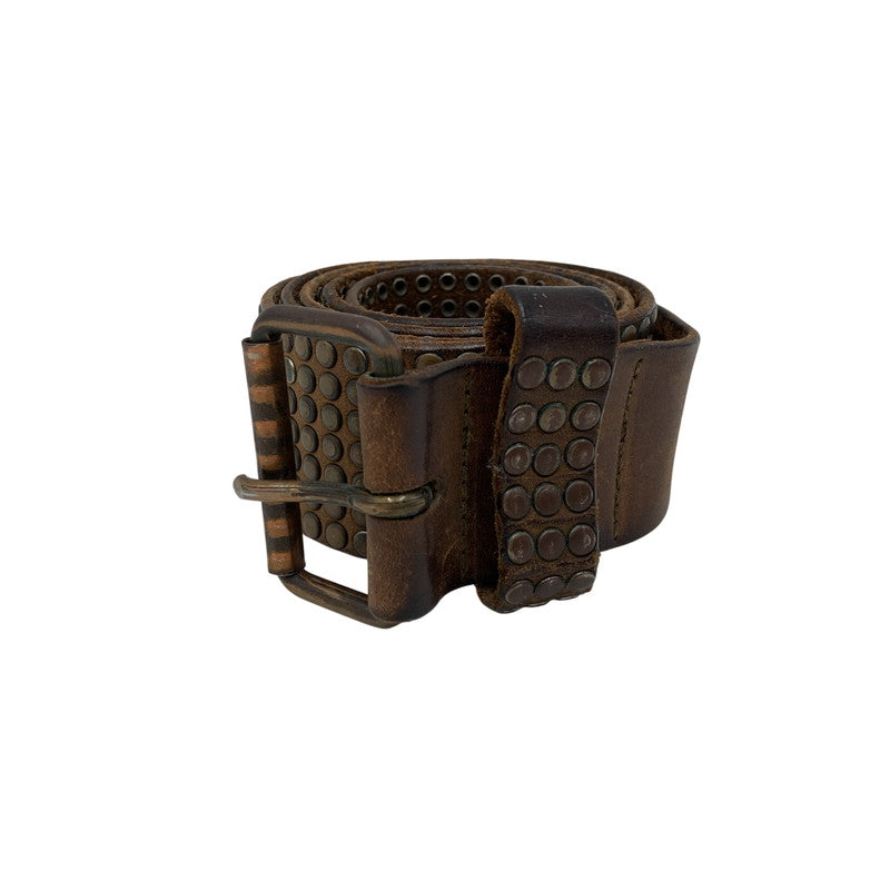 【中古品】【メンズ/レディース】 HTC エイチティーシー LEATHER STUDS BELT レザー スタッズ ベルト 服飾雑貨 205-260928-cs-15-izu カラー：ブラウン 万代Net店