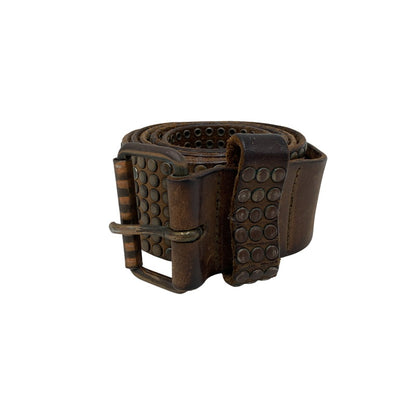 【中古品】【メンズ/レディース】 HTC エイチティーシー LEATHER STUDS BELT レザー スタッズ ベルト 服飾雑貨 205-260928-cs-15-izu カラー：ブラウン 万代Net店