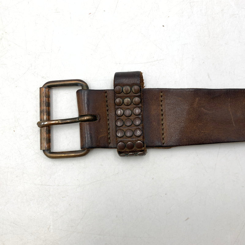 【中古品】【メンズ/レディース】 HTC エイチティーシー LEATHER STUDS BELT レザー スタッズ ベルト 服飾雑貨 205-260928-cs-15-izu カラー：ブラウン 万代Net店