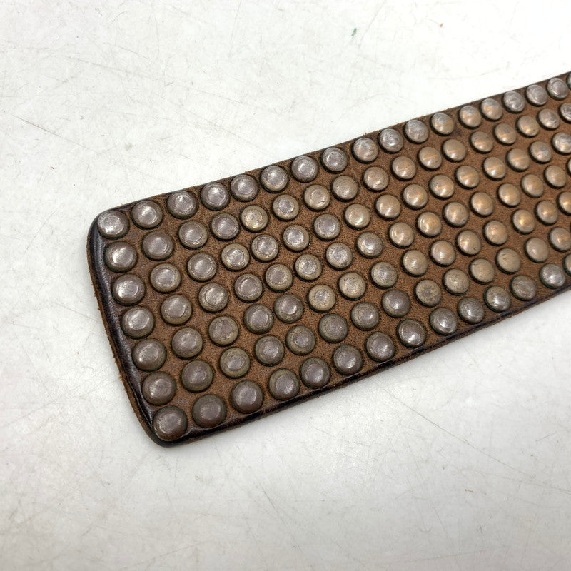 【中古品】【メンズ/レディース】 HTC エイチティーシー LEATHER STUDS BELT レザー スタッズ ベルト 服飾雑貨 205-260928-cs-15-izu カラー：ブラウン 万代Net店