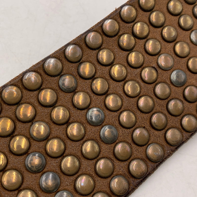 【中古品】【メンズ/レディース】 HTC エイチティーシー LEATHER STUDS BELT レザー スタッズ ベルト 服飾雑貨 205-260928-cs-15-izu カラー：ブラウン 万代Net店