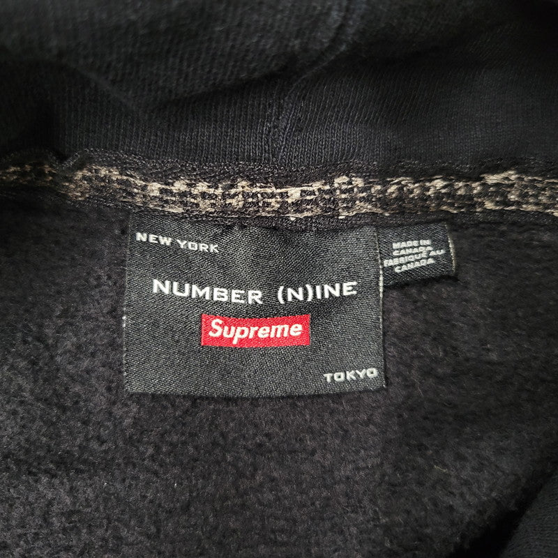 【中古品】【メンズ】 Supreme シュプリーム × NUMBER (N)INE ナンバーナイン HOODED SWEATSHIRT フーデッド スウェットシャツ パーカー 149-260929-as-07-izu サイズ：L カラー：ブラック 万代Net店