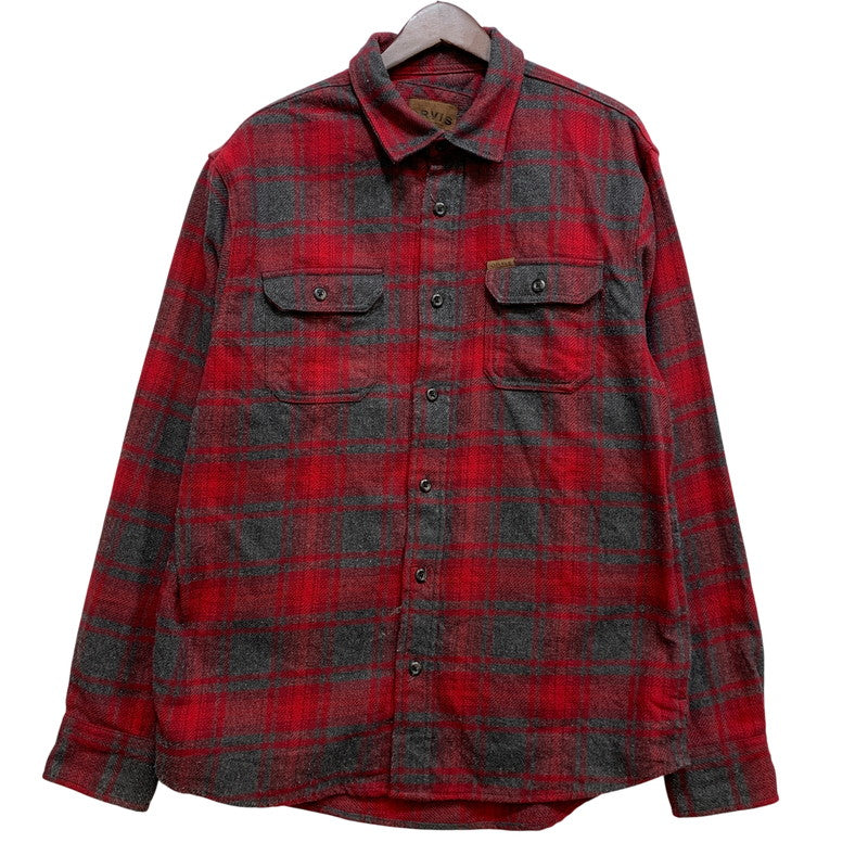 【中古品】【メンズ】 ORVIS オービス HEAVY CHECK SHIRT ヘビー チェック シャツ 長袖 146-261013-as-07-izu サイズ：L カラー：レッド系 万代Net店