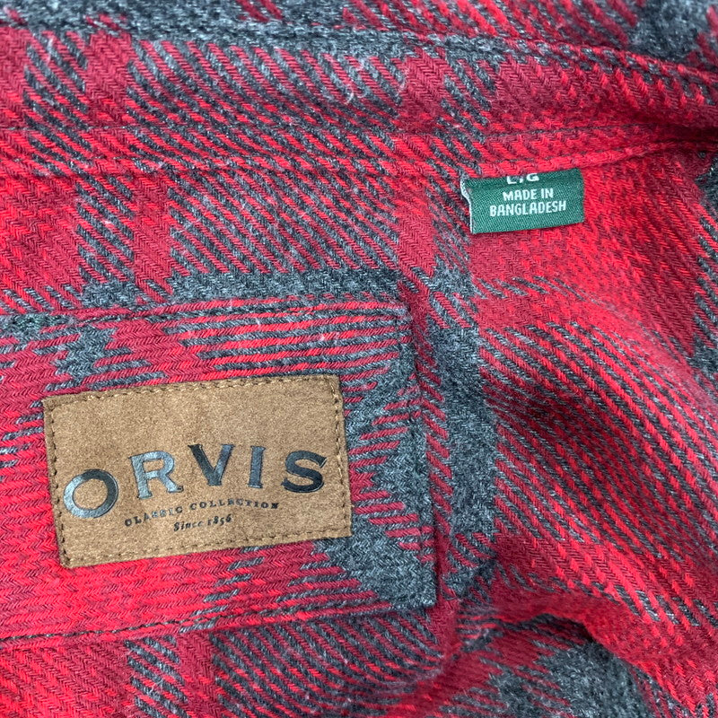 【中古品】【メンズ】 ORVIS オービス HEAVY CHECK SHIRT ヘビー チェック シャツ 長袖 146-261013-as-07-izu サイズ：L カラー：レッド系 万代Net店
