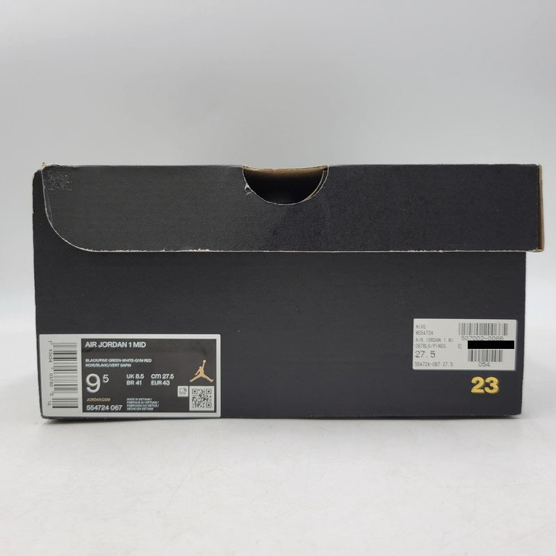 【中古美品】【メンズ】 NIKE ナイキ 554724-067 AIR JORDAN 1 MID エアジョーダン1 ミッド スニーカー 靴 160-260930-sm-02-izu サイズ：27.5ｃｍ カラー：BLACK/PINE GREEN-WHITE-GYM RED 万代Net店