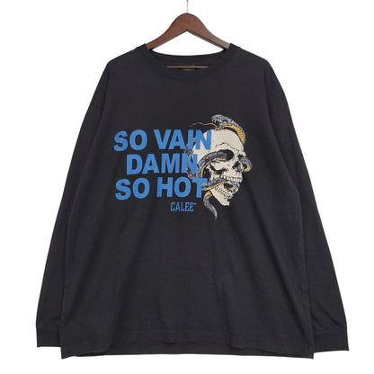 【中古品】【メンズ】 CALEE キャリー SNAKE SKULL DROP LOGO TEE スカル スネイク ドロップ ロゴ Tシャツ トップス　長袖 142-261003-sm-07-izu サイズ：L カラー：ブラック 万代Net店