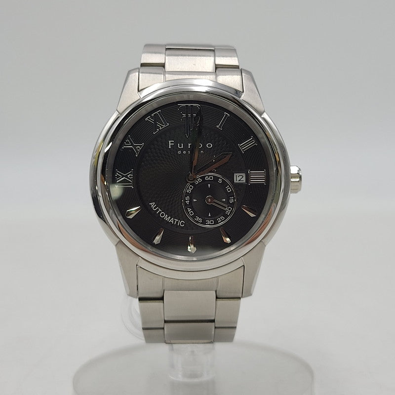 【中古品】【メンズ/レディース】 Furbo フルボ AUTOMATIC DATE F9012 オートマティック デイト 裏スケルトン 腕時計 197-261008-as-26-izu カラー：ブラック×シルバー 万代Net店