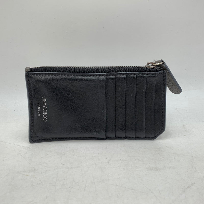 【中古品】【メンズ/レディース】 JIMMY CHOO ジミーチュウ CARD＆COIN CASE カード＆コインケース 財布 小物 200-261002-ay-08-izu カラー：グレー系×ブラック 万代Net店