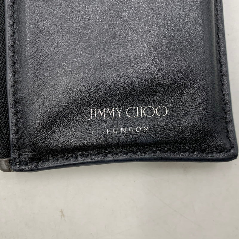 【中古品】【メンズ/レディース】 JIMMY CHOO ジミーチュウ CARD＆COIN CASE カード＆コインケース 財布 小物 200-261002-ay-08-izu カラー：グレー系×ブラック 万代Net店