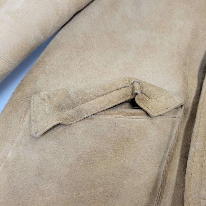【現状渡し品】【メンズ】 VINTAGE イングランド製 80’S SHEEPSKIN MOUTON JACKET シープスキン マウンテン ジャケット アウター 146-261003-yn-06-izu サイズ：40 カラー：キャメル系 万代Net店
