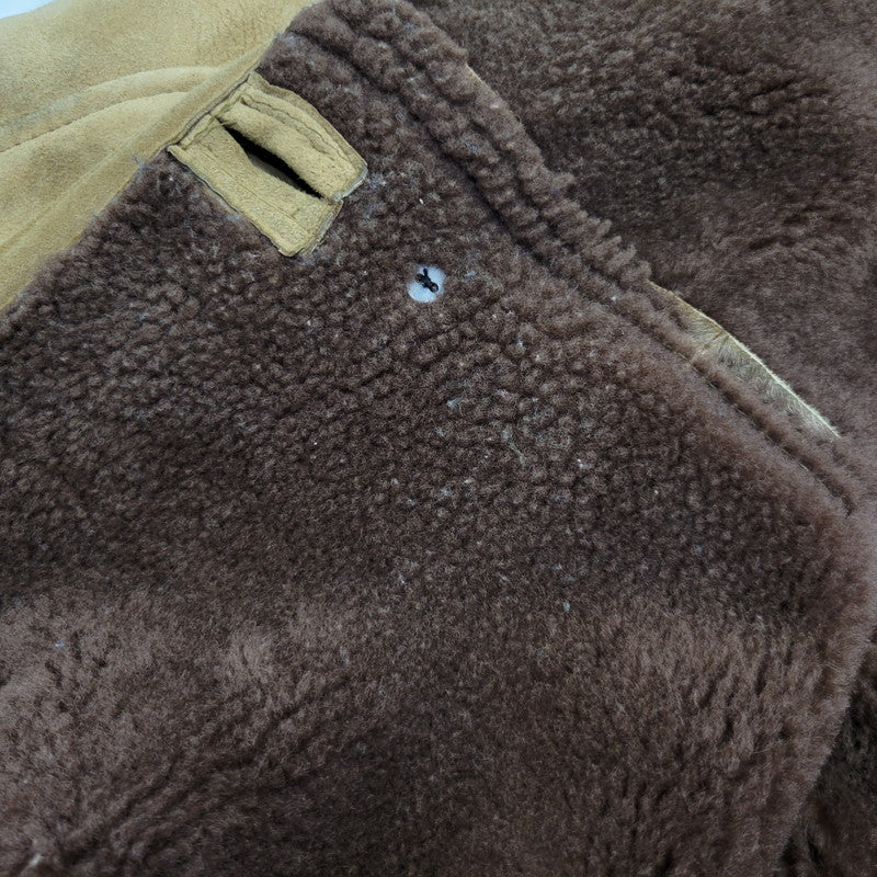 【現状渡し品】【メンズ】 VINTAGE イングランド製 80’S SHEEPSKIN MOUTON JACKET シープスキン マウンテン ジャケット アウター 146-261003-yn-06-izu サイズ：40 カラー：キャメル系 万代Net店