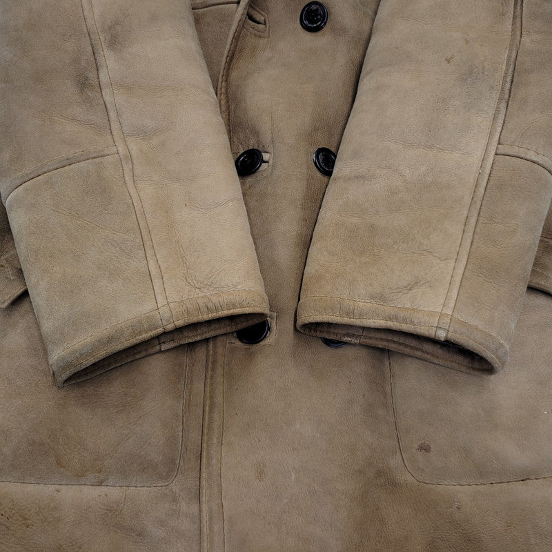 【現状渡し品】【メンズ】 VINTAGE イングランド製 80’S SHEEPSKIN MOUTON JACKET シープスキン マウンテン ジャケット アウター 146-261003-yn-06-izu サイズ：40 カラー：キャメル系 万代Net店