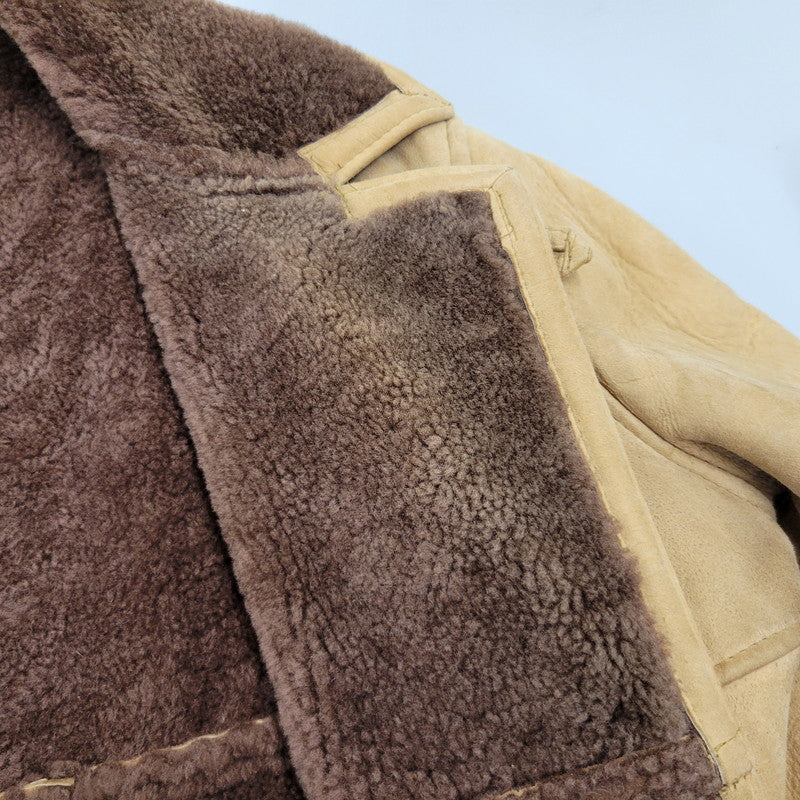 【現状渡し品】【メンズ】 VINTAGE イングランド製 80’S SHEEPSKIN MOUTON JACKET シープスキン マウンテン ジャケット アウター 146-261003-yn-06-izu サイズ：40 カラー：キャメル系 万代Net店