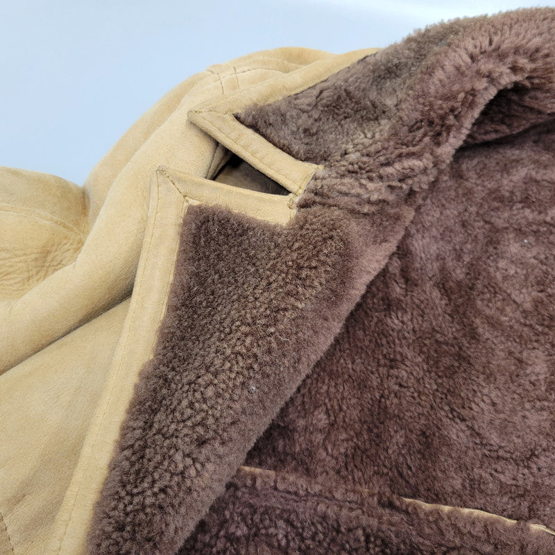 【現状渡し品】【メンズ】 VINTAGE イングランド製 80’S SHEEPSKIN MOUTON JACKET シープスキン マウンテン ジャケット アウター 146-261003-yn-06-izu サイズ：40 カラー：キャメル系 万代Net店