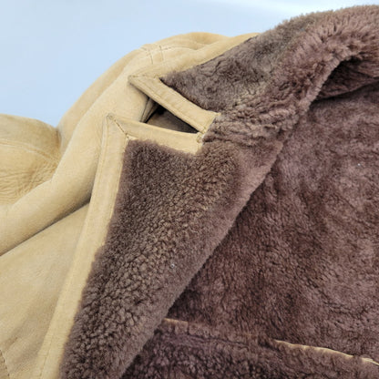 【現状渡し品】【メンズ】 VINTAGE イングランド製 80’S SHEEPSKIN MOUTON JACKET シープスキン マウンテン ジャケット アウター 146-261003-yn-06-izu サイズ：40 カラー：キャメル系 万代Net店