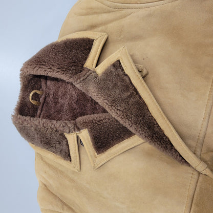 【現状渡し品】【メンズ】 VINTAGE イングランド製 80’S SHEEPSKIN MOUTON JACKET シープスキン マウンテン ジャケット アウター 146-261003-yn-06-izu サイズ：40 カラー：キャメル系 万代Net店