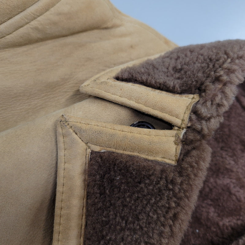 【現状渡し品】【メンズ】 VINTAGE イングランド製 80’S SHEEPSKIN MOUTON JACKET シープスキン マウンテン ジャケット アウター 146-261003-yn-06-izu サイズ：40 カラー：キャメル系 万代Net店