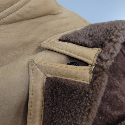 【現状渡し品】【メンズ】 VINTAGE イングランド製 80’S SHEEPSKIN MOUTON JACKET シープスキン マウンテン ジャケット アウター 146-261003-yn-06-izu サイズ：40 カラー：キャメル系 万代Net店