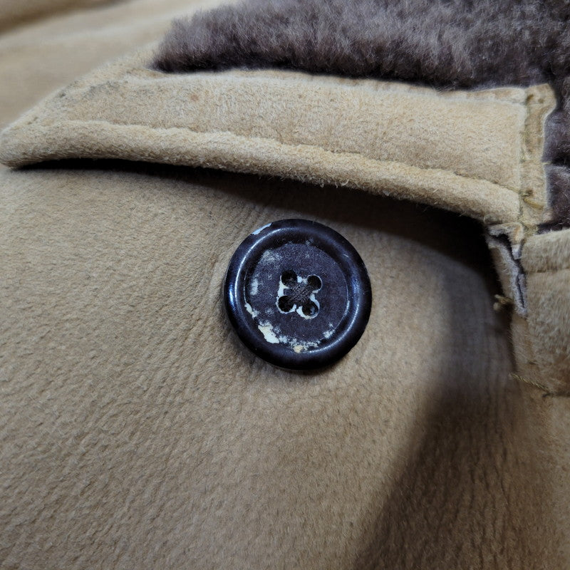 【現状渡し品】【メンズ】 VINTAGE イングランド製 80’S SHEEPSKIN MOUTON JACKET シープスキン マウンテン ジャケット アウター 146-261003-yn-06-izu サイズ：40 カラー：キャメル系 万代Net店