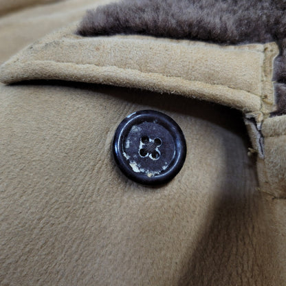 【現状渡し品】【メンズ】 VINTAGE イングランド製 80’S SHEEPSKIN MOUTON JACKET シープスキン マウンテン ジャケット アウター 146-261003-yn-06-izu サイズ：40 カラー：キャメル系 万代Net店