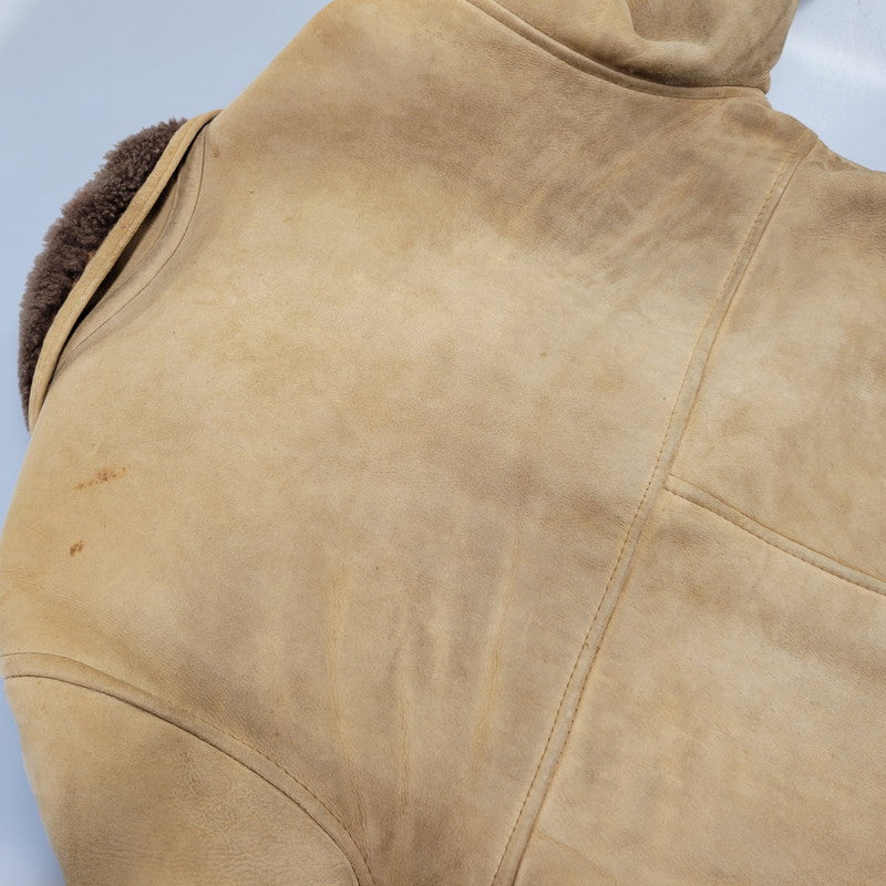 【現状渡し品】【メンズ】 VINTAGE イングランド製 80’S SHEEPSKIN MOUTON JACKET シープスキン マウンテン ジャケット アウター 146-261003-yn-06-izu サイズ：40 カラー：キャメル系 万代Net店