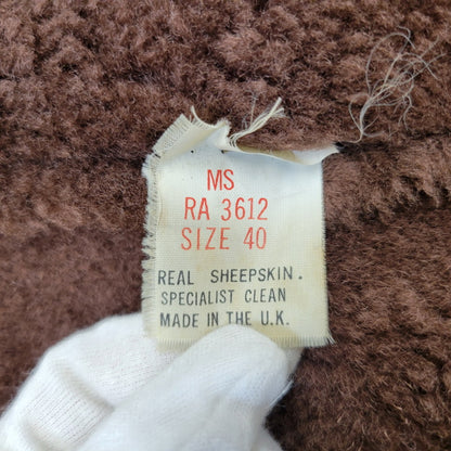 【現状渡し品】【メンズ】 VINTAGE イングランド製 80’S SHEEPSKIN MOUTON JACKET シープスキン マウンテン ジャケット アウター 146-261003-yn-06-izu サイズ：40 カラー：キャメル系 万代Net店