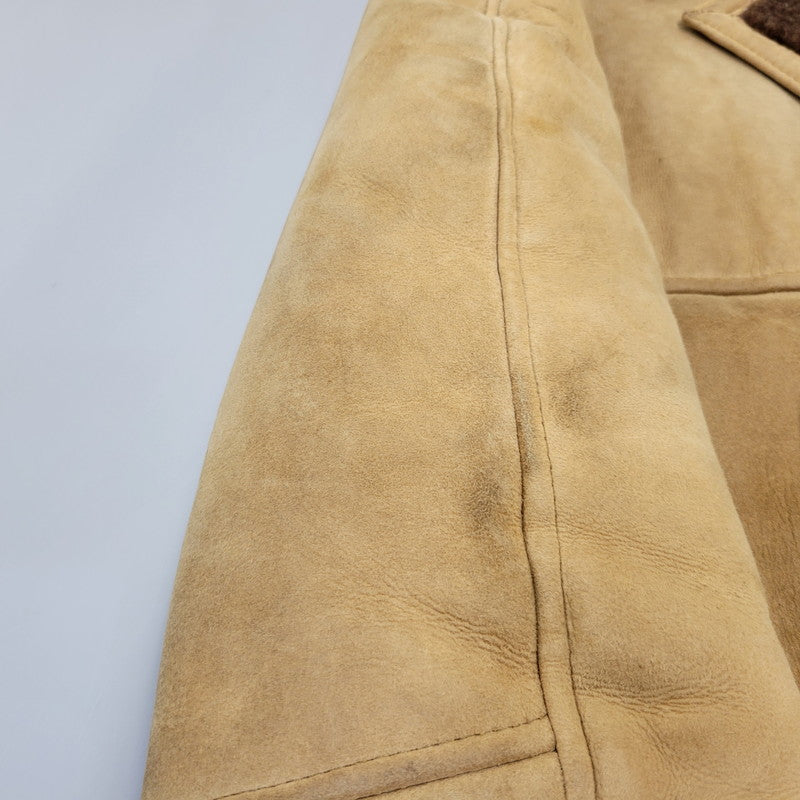 【現状渡し品】【メンズ】 VINTAGE イングランド製 80’S SHEEPSKIN MOUTON JACKET シープスキン マウンテン ジャケット アウター 146-261003-yn-06-izu サイズ：40 カラー：キャメル系 万代Net店