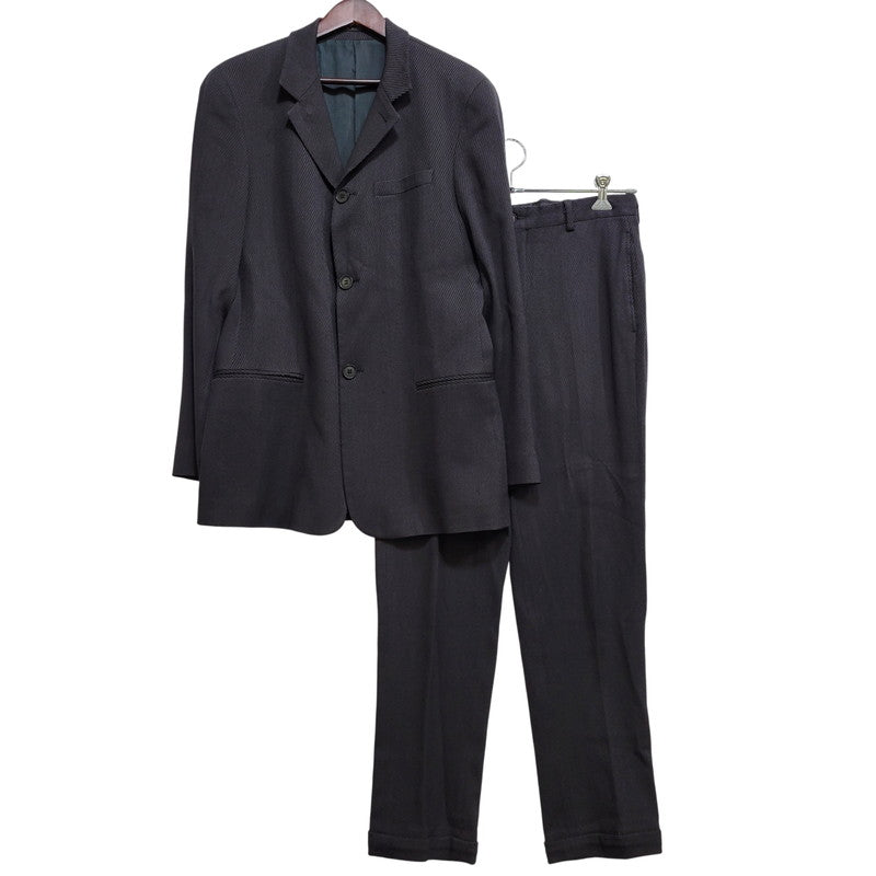 【中古品】【メンズ】 EMPORIO ARMANI エンポリオ・アルマーニ 20052 イタリア製 STRIPE SINGLE SUIT ストライプ シングル スーツ 141-261017-kh-10-izu サイズ：48 カラー：ブラック 万代Net店