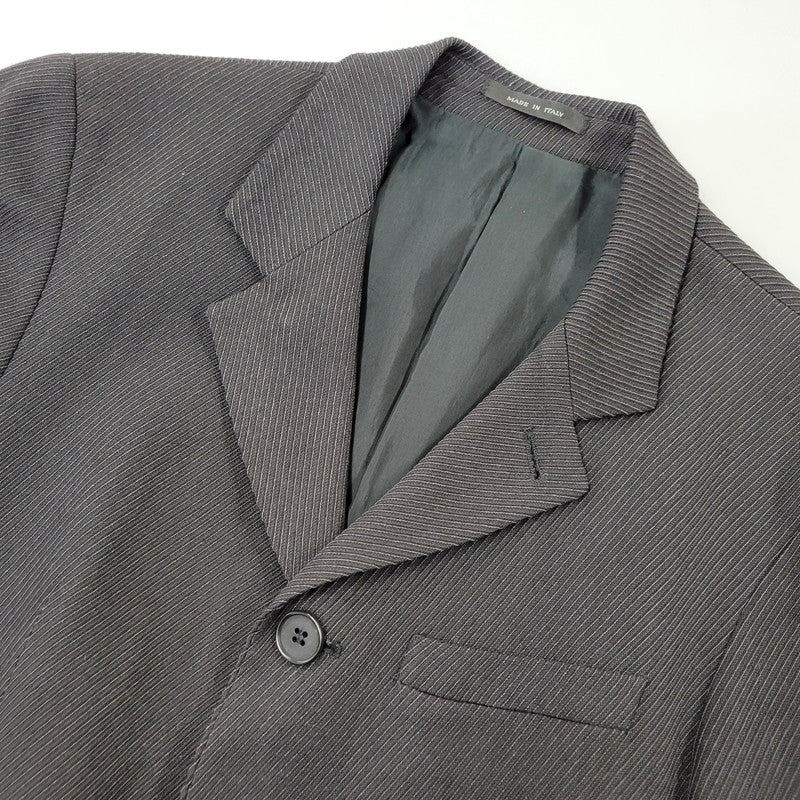 【中古品】【メンズ】 EMPORIO ARMANI エンポリオ・アルマーニ 20052 イタリア製 STRIPE SINGLE SUIT ストライプ シングル スーツ 141-261017-kh-10-izu サイズ：48 カラー：ブラック 万代Net店