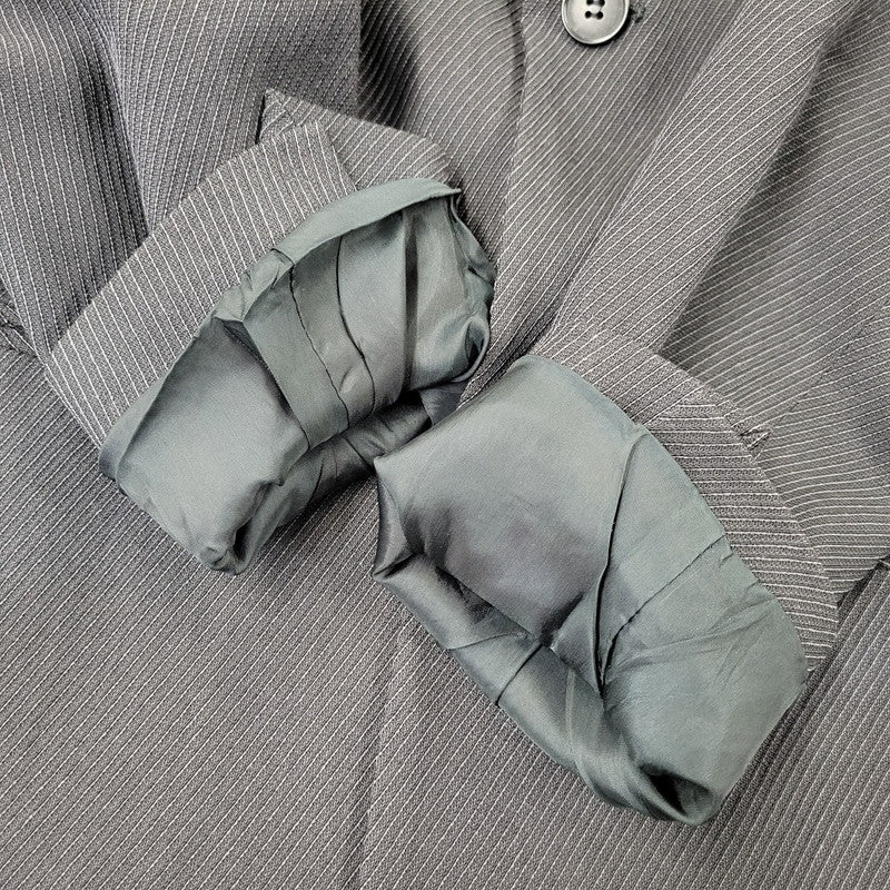 【中古品】【メンズ】 EMPORIO ARMANI エンポリオ・アルマーニ 20052 イタリア製 STRIPE SINGLE SUIT ストライプ シングル スーツ 141-261017-kh-10-izu サイズ：48 カラー：ブラック 万代Net店