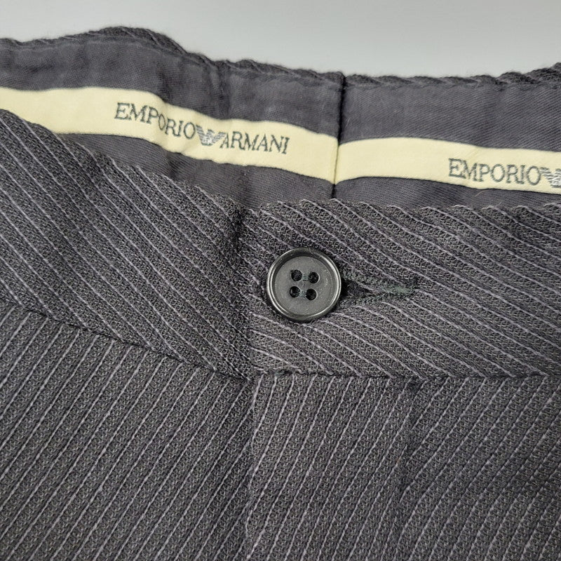 【中古品】【メンズ】 EMPORIO ARMANI エンポリオ・アルマーニ 20052 イタリア製 STRIPE SINGLE SUIT ストライプ シングル スーツ 141-261017-kh-10-izu サイズ：48 カラー：ブラック 万代Net店
