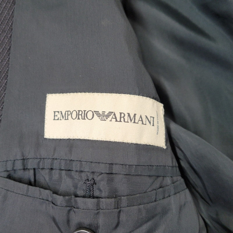 【中古品】【メンズ】 EMPORIO ARMANI エンポリオ・アルマーニ 20052 イタリア製 STRIPE SINGLE SUIT ストライプ シングル スーツ 141-261017-kh-10-izu サイズ：48 カラー：ブラック 万代Net店