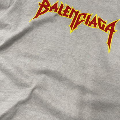 【中古品】【メンズ】 BALENCIAGA バレンシアガ 698089 22SS METAL DOUBLE SLEEVE TEE メタル ダブル スリーブ Tシャツ 長袖 トップス 141-261027-yn-04-izu サイズ：L カラー：グレー×ホワイト 万代Net店