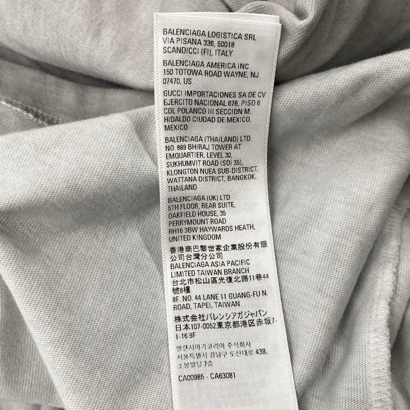 【中古品】【メンズ】 BALENCIAGA バレンシアガ 698089 22SS METAL DOUBLE SLEEVE TEE メタル ダブル スリーブ Tシャツ 長袖 トップス 141-261027-yn-04-izu サイズ：L カラー：グレー×ホワイト 万代Net店
