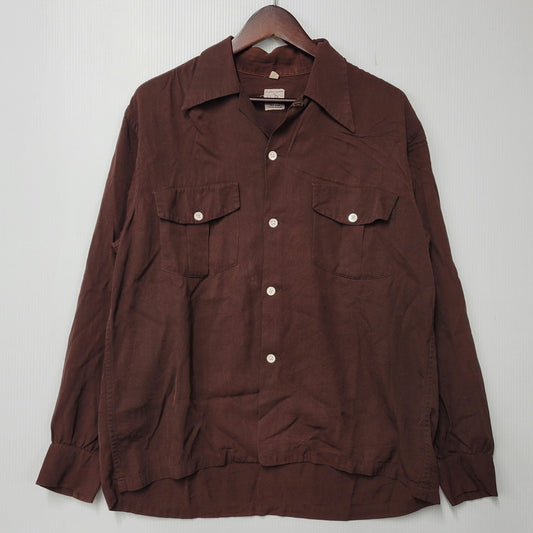 【中古品】【メンズ】 JOHN BLYE ジョンブルー SHIRT シャツ トップス 長袖 146-261007-sm-18-izu サイズ：M カラー：ブラウン 万代Net店