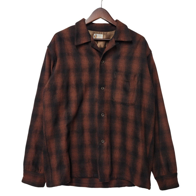 【中古品】【メンズ】 PENNY'S SPORTS ぺニーズ スポーツ OPEN COLLAR OMBRE CHECK SHIRT オープンカラー オンブレチェックシャツ 長袖 145-261008-as-12-izu サイズ：M カラー：ブラウン×ブラック 万代Net店